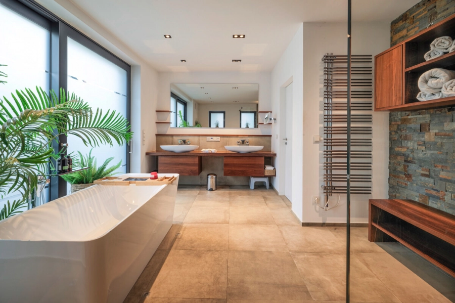 Stadtvilla mit Pool – Privatsphäre trifft Lebensqualität – Ein Zuhause für höchste Ansprüche - Badezimmer EG (80376)