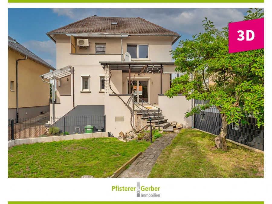 Charmantes Einfamilienhaus mit großzügiger Südterrasse in zentraler Lage - Gartenansicht (80422)