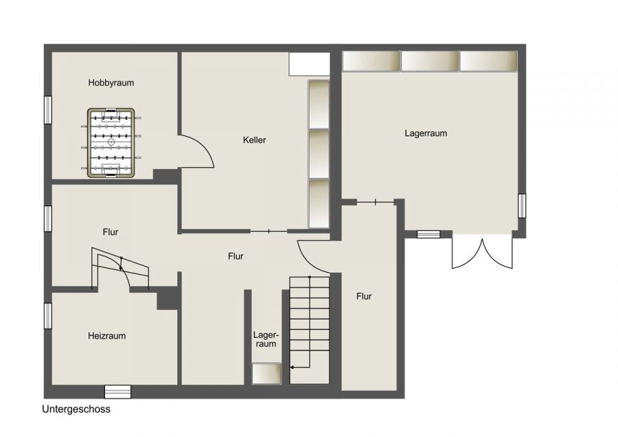 Charmantes Einfamilienhaus mit großzügiger Südterrasse in zentraler Lage - Grundriss Untergeschoss (77202)