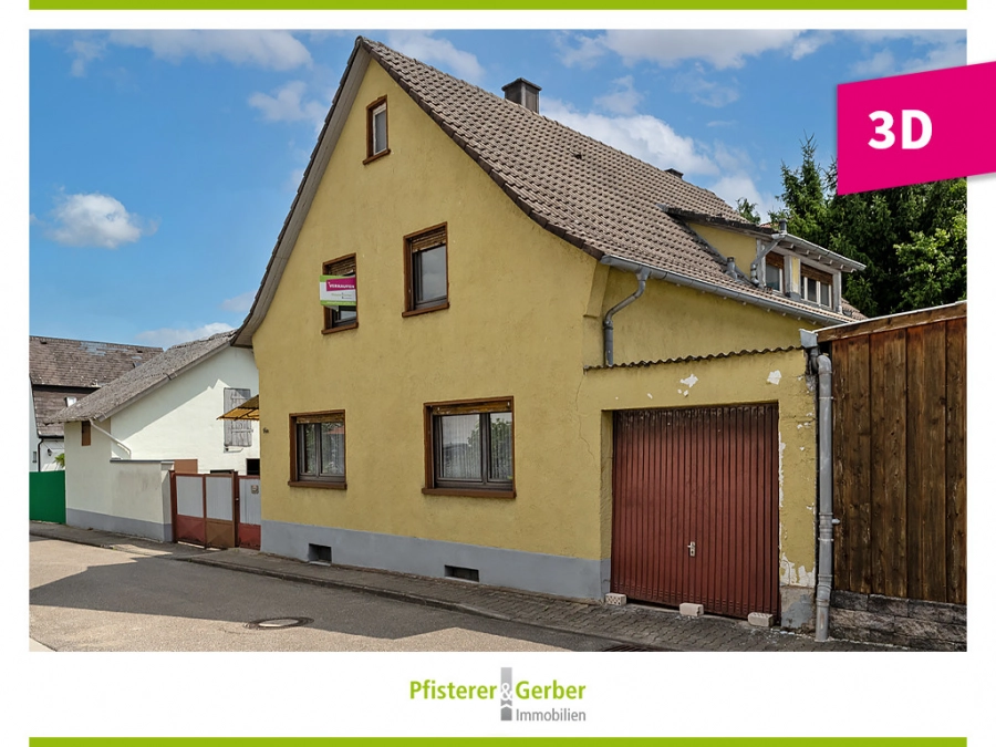 Preiswertes Wohnhaus in Mingolsheim (Ortsrandlage) – mit Innenhof, Nebengebäude und viel Potenzial zur Gestaltung - Straßenansicht (78685)