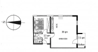 Grundriss - Attraktive 2-Zimmer-Wohnung mit Einbauküche, Garage und Balkon in begehrter Wohnlage Silberhölle