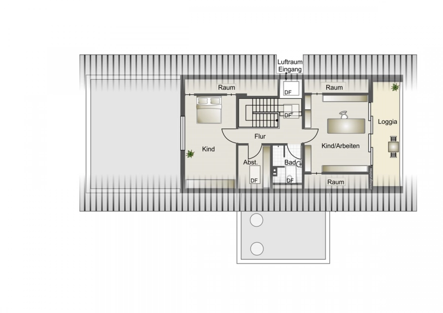 Bezugsfertiges Designerhaus: Hochwertig, effizient, unverwechselbar - Grundriss Dachgeschoss (78832)