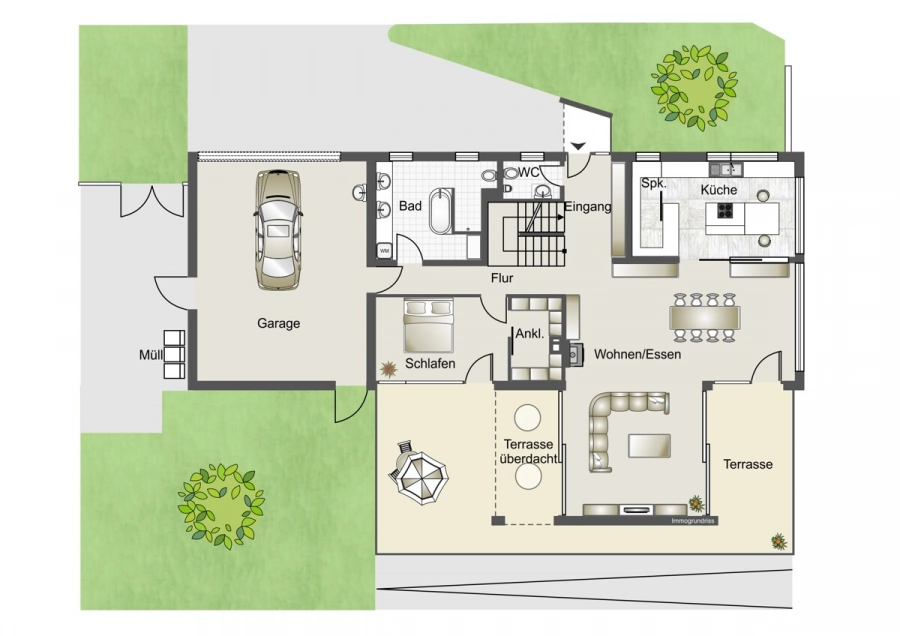 Bezugsfertiges Designerhaus: Hochwertig, effizient, unverwechselbar - Grundriss Erdgeschoss (78831)