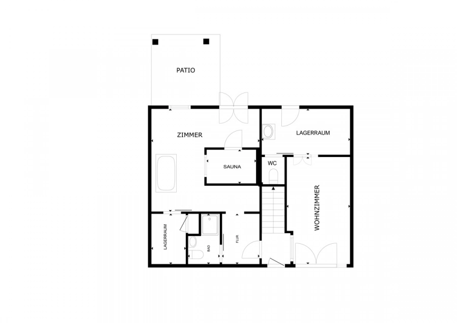 Zweifamilienhaus mit Wellnessbereich & Whirlpool – Wohnen, Arbeiten und Entspannen in einem Ensemble - Grundriss EG Hinterhaus (78681)