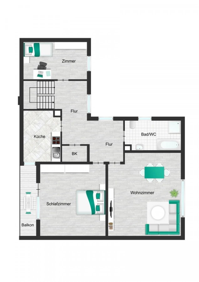 Zweifamilienwohnhaus mit zwei Garagen und separatem Grundstück - Grundriss_Obergeschoss (78859)