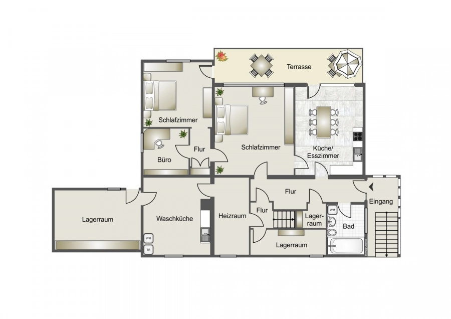 Ihr Rückzugsort in bester Aussichtslage – Modernes Einfamilienhaus mit Einliegerwohnung - Grundriss Gartengeschoss (79307)