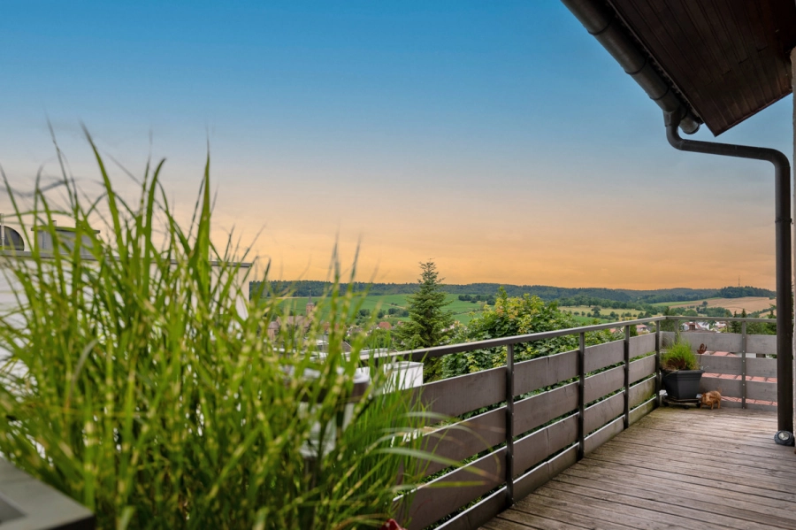 Ihr Rückzugsort in bester Aussichtslage – Modernes Einfamilienhaus mit Einliegerwohnung - Blick vom Balkon (79301)