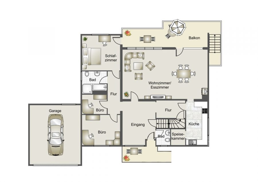Ihr Rückzugsort in bester Aussichtslage – Modernes Einfamilienhaus mit Einliegerwohnung - Grundriss Erdgeschoss (76980)