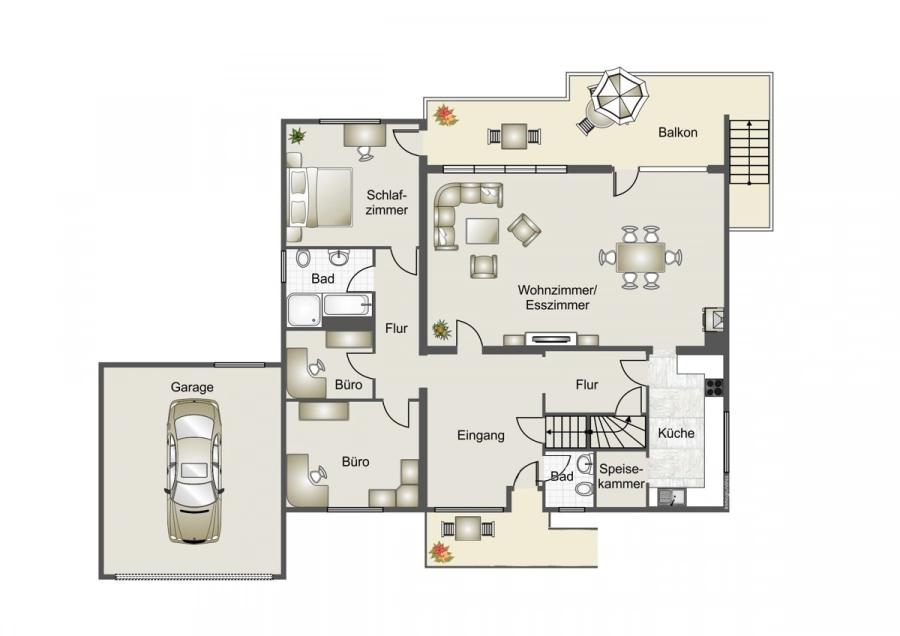 Ihr Rückzugsort in bester Aussichtslage – Modernes Einfamilienhaus mit Einliegerwohnung - Grundriss Erdgeschoss (79308)