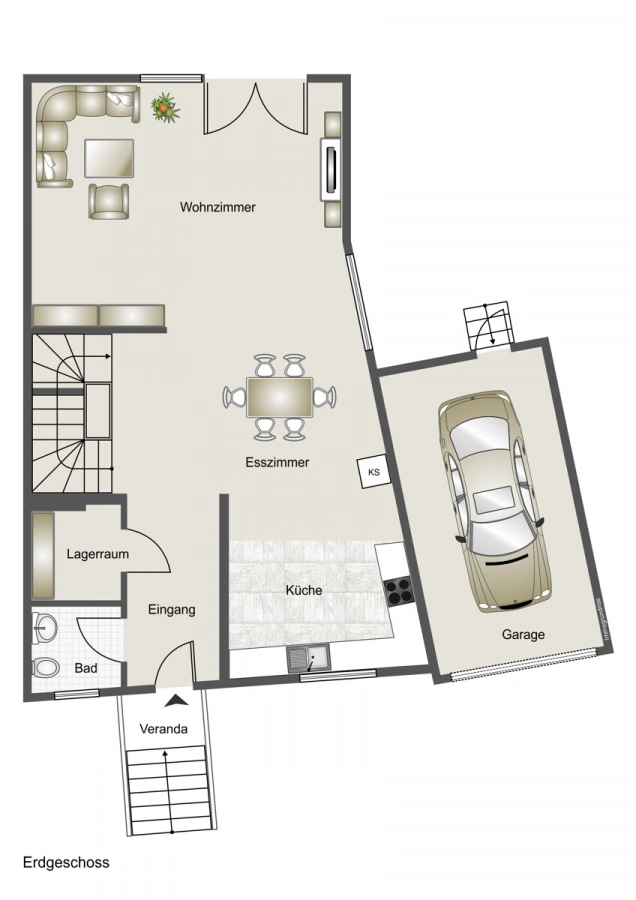 Familienfreundliches Wohnen in einer neuwertigen Doppelhaushälfte mit Energieeffizienzklasse A+ - Grundriss Erdgeschoss (80632)