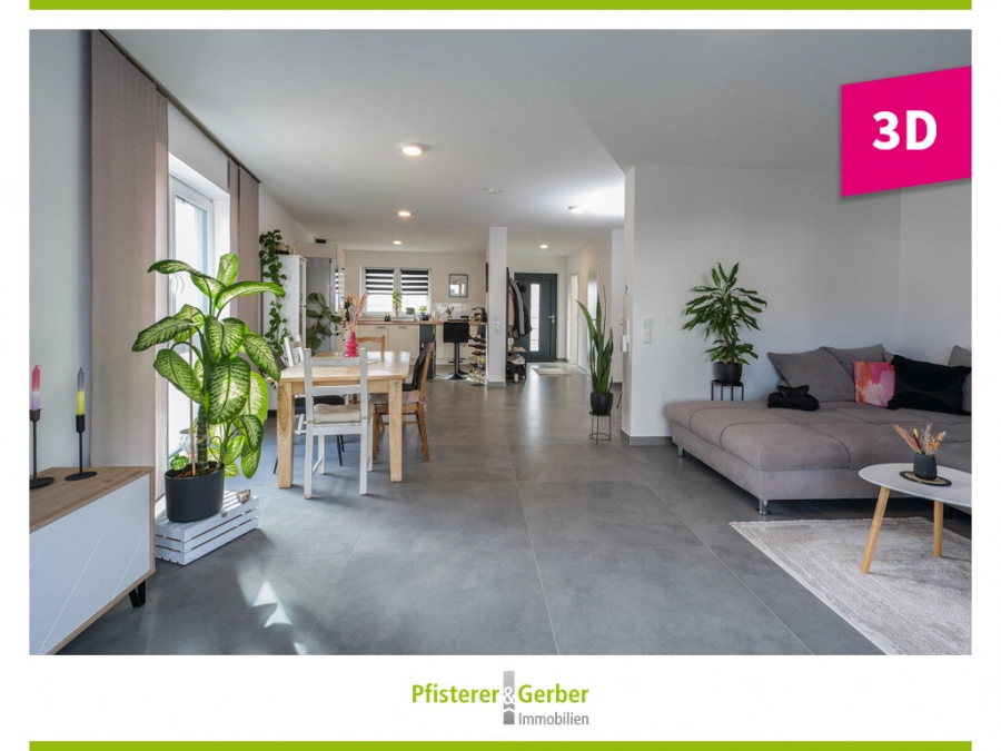 Familienfreundliches Wohnen in einer neuwertigen Doppelhaushälfte mit Energieeffizienzklasse A+ - Wohn- und Essbereich (80618)