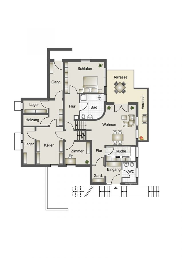 Einfamilienhaus mit Einliegerwohnung in Höhenlage von Untergrombach - Grundriss Untergeschoss (78136)
