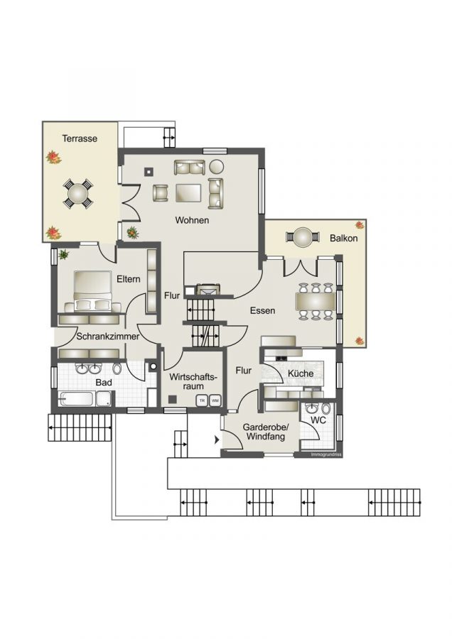 Einfamilienhaus mit Einliegerwohnung in Höhenlage von Untergrombach - Grundriss Gartengeschoss (78137)